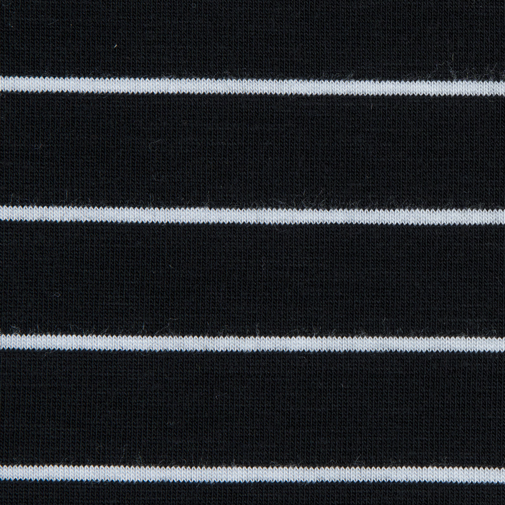 Black and White Pencil Striped Rayon Jersey - Detail
