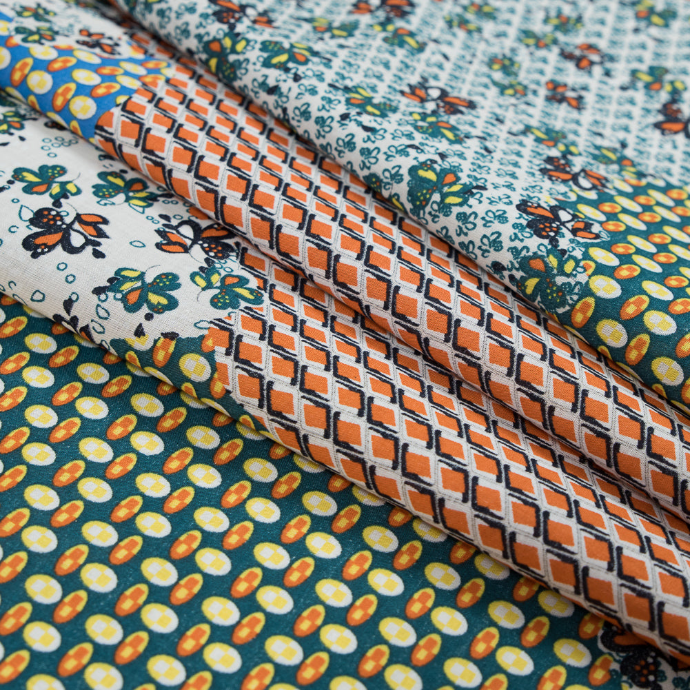 Italian Orange Patchwork Printed Batiste