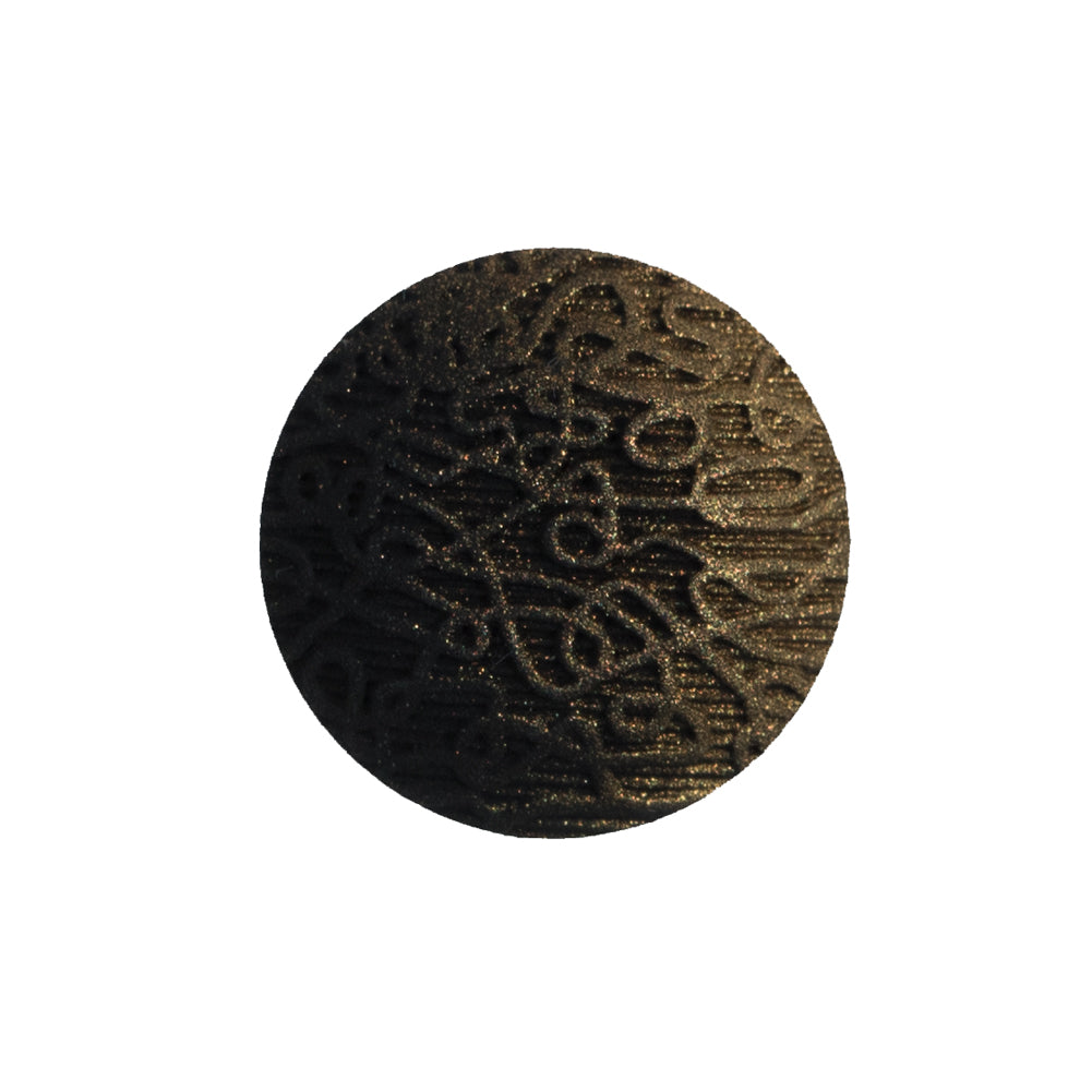 Italian Black and Gold Etched Ombre Button - 36L/22mm
