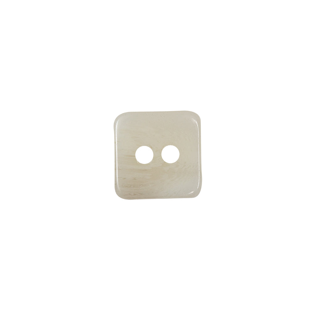 Tofu and White Swirl Semi-Translucent Two-Hole Square Plastic Button - 24L/15mm Detail
