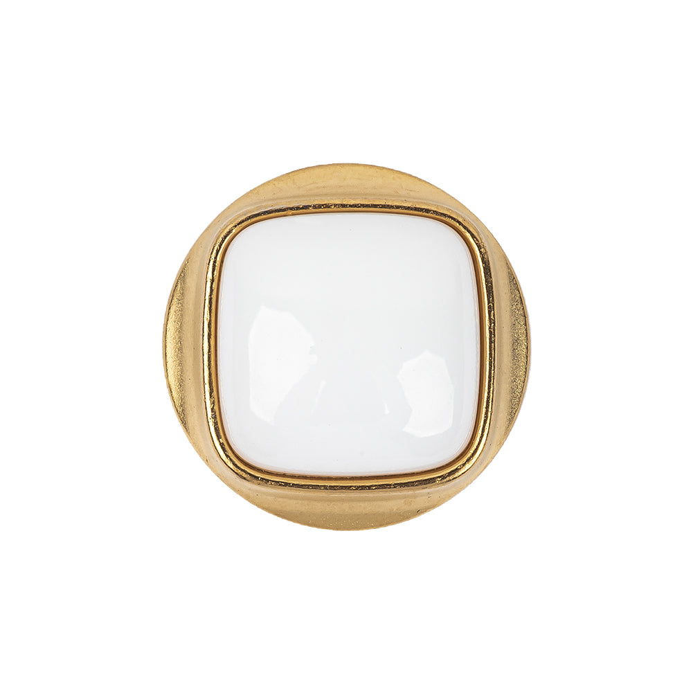 White and Gold Rimmed 2-Piece Shank Back Plastic Button - 36L/23mm