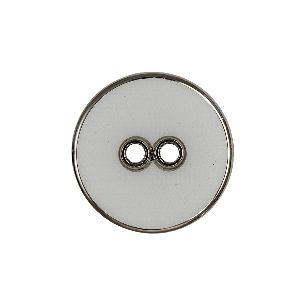 White and Silver Wavy Textured 2-Hole 2-Piece Button - 36L/23mm
