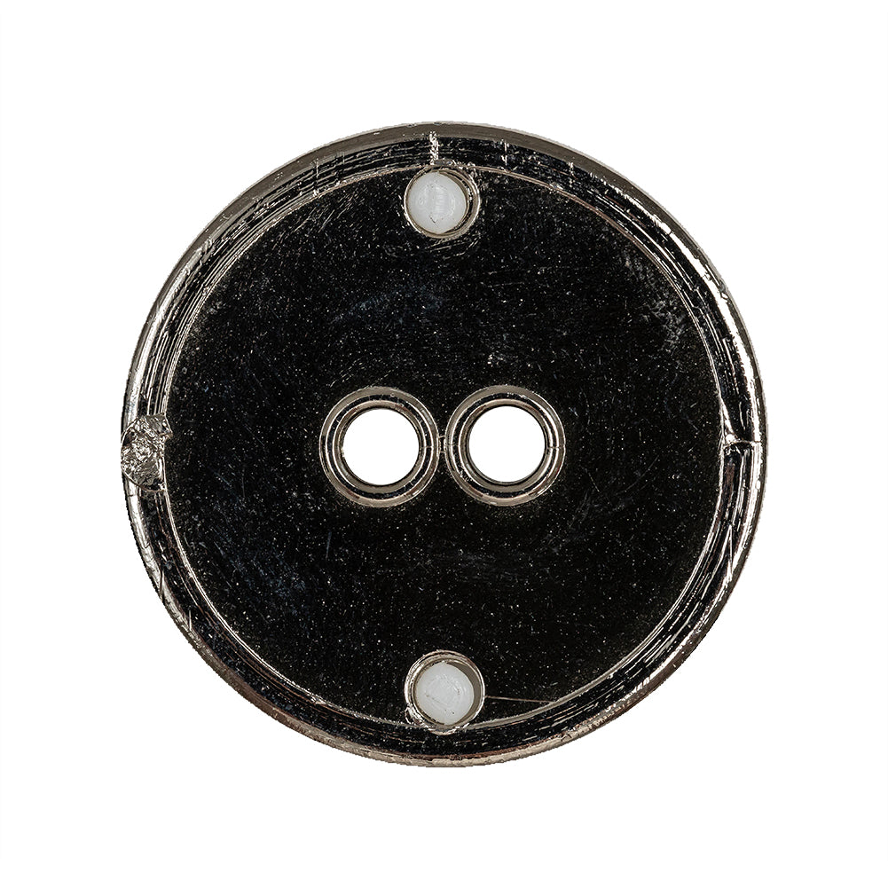 White and Silver Wavy Textured 2-Hole 2-Piece Button - 44L/28mm Detail