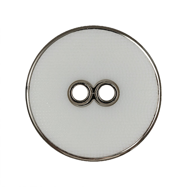 White and Silver Wavy Textured 2-Hole 2-Piece Button - 44L/28mm