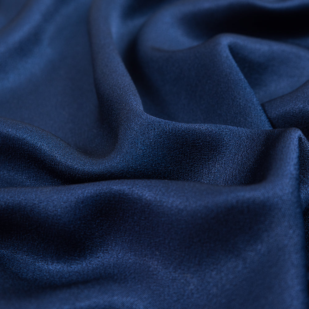Dark Blue Stretch Crepe Back Satin Detail