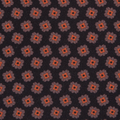 Italian Orange and Black Floral Digitally Printed Stretch Polyester Detail