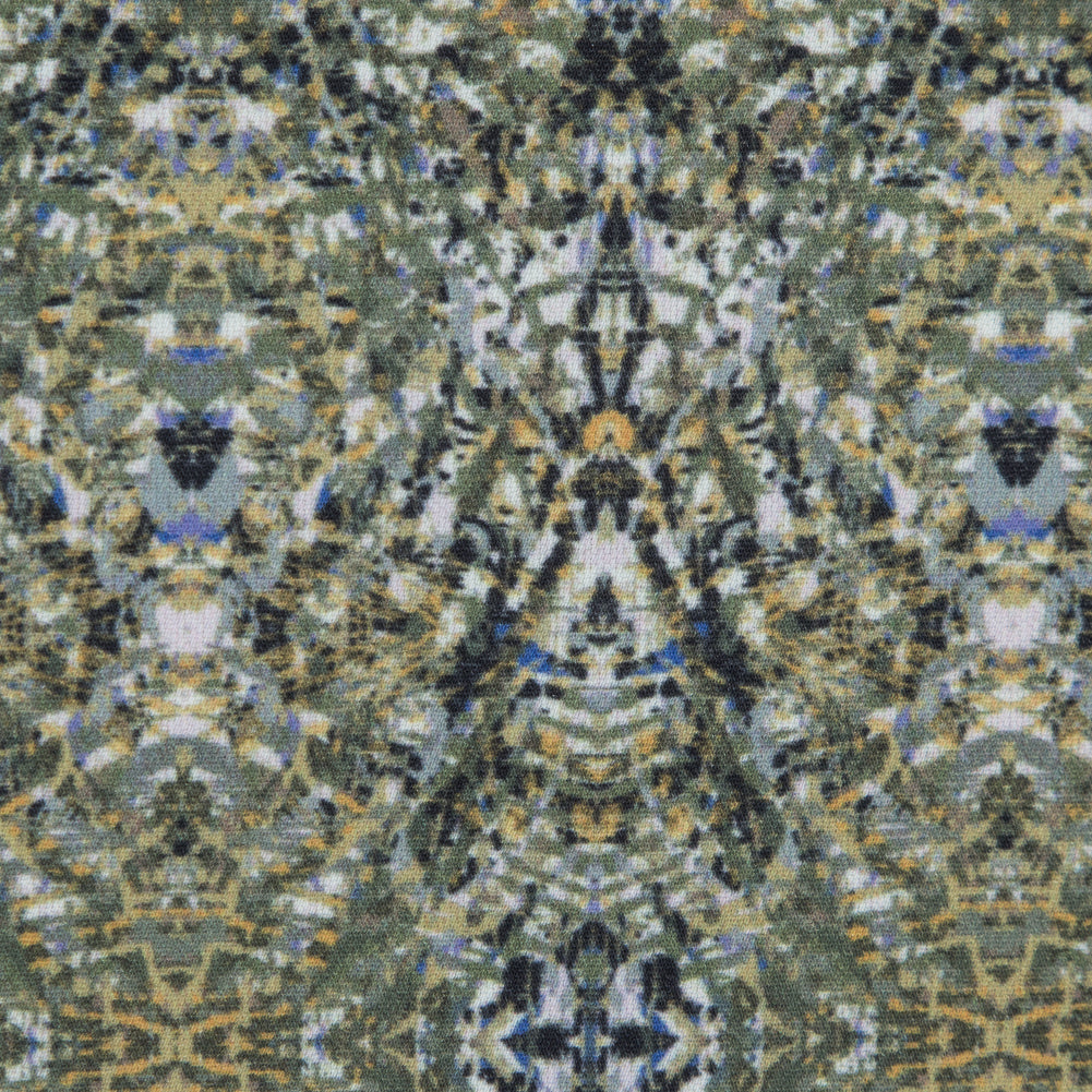 Italian Olivine Kaleidoscopic Digitally Printed Stretch Polyester - Detail