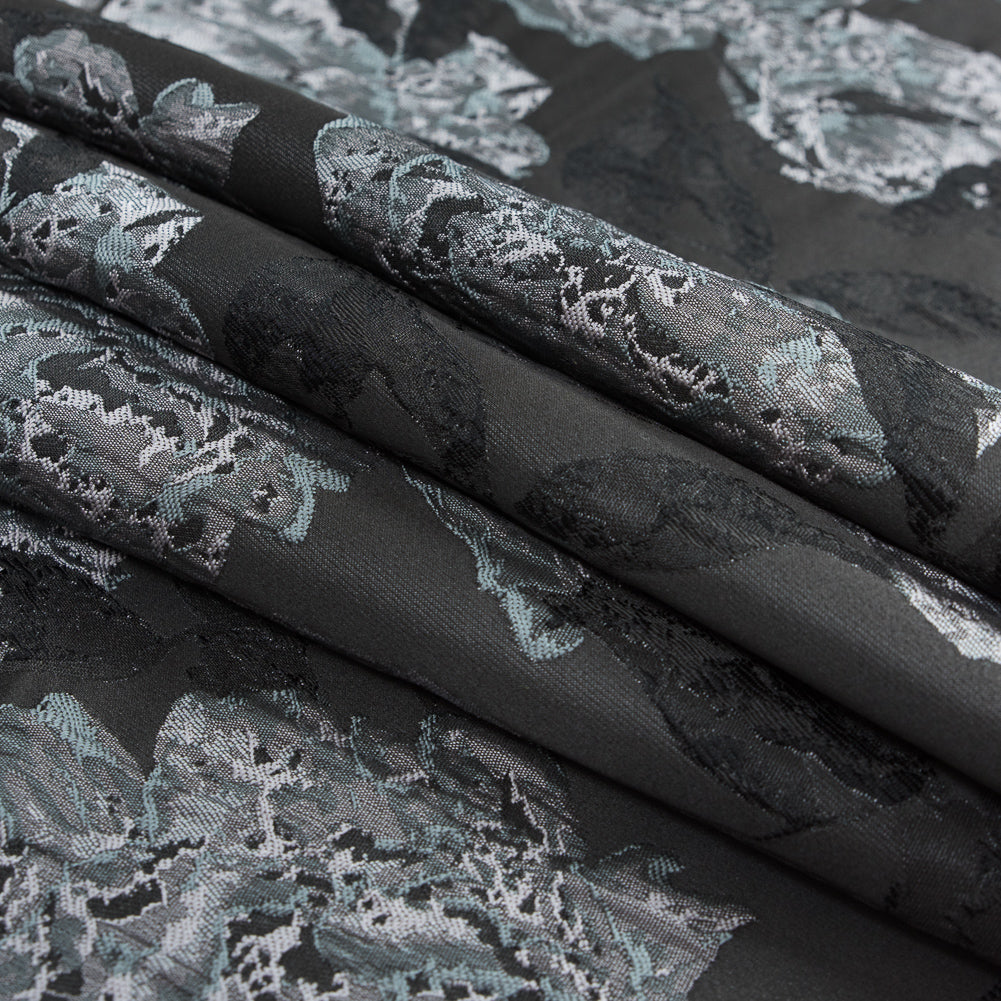 Black, Licorice, and Raven Floral Brocade Folded