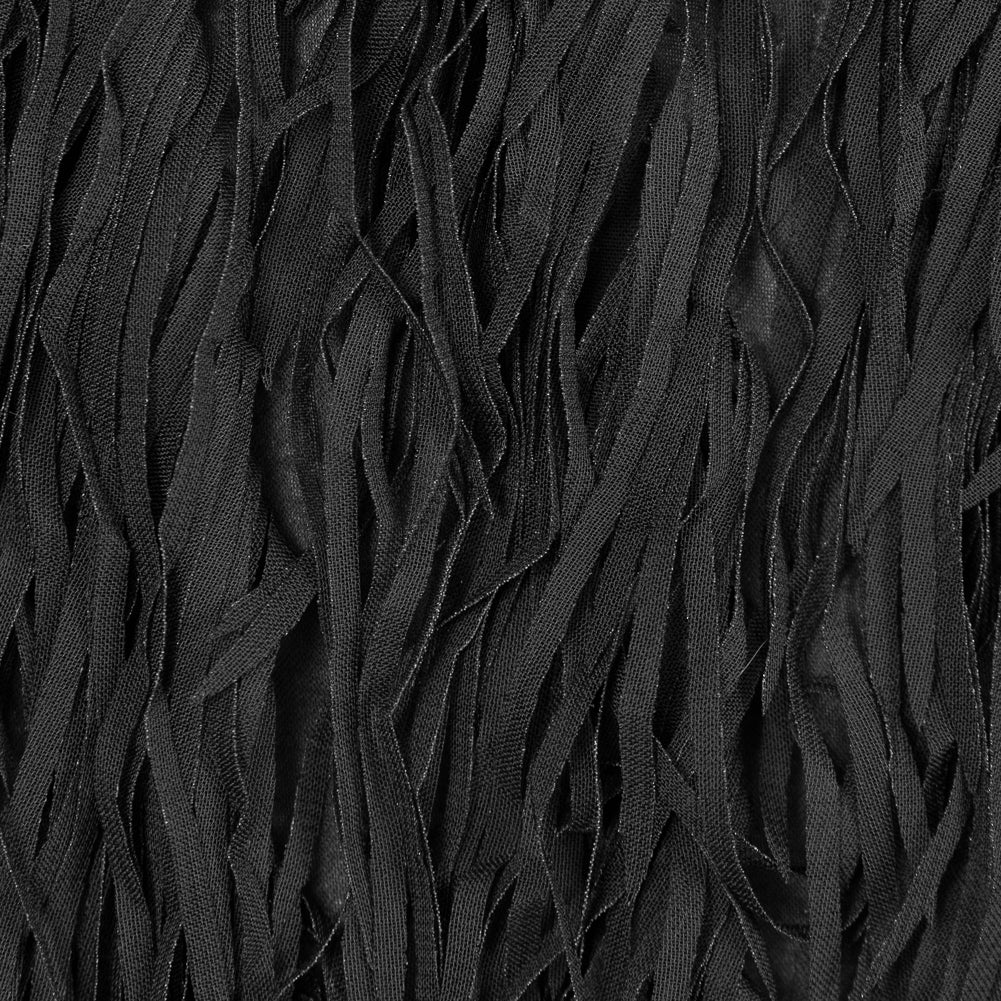 Black Chiffon Fringe Fabric - Full
