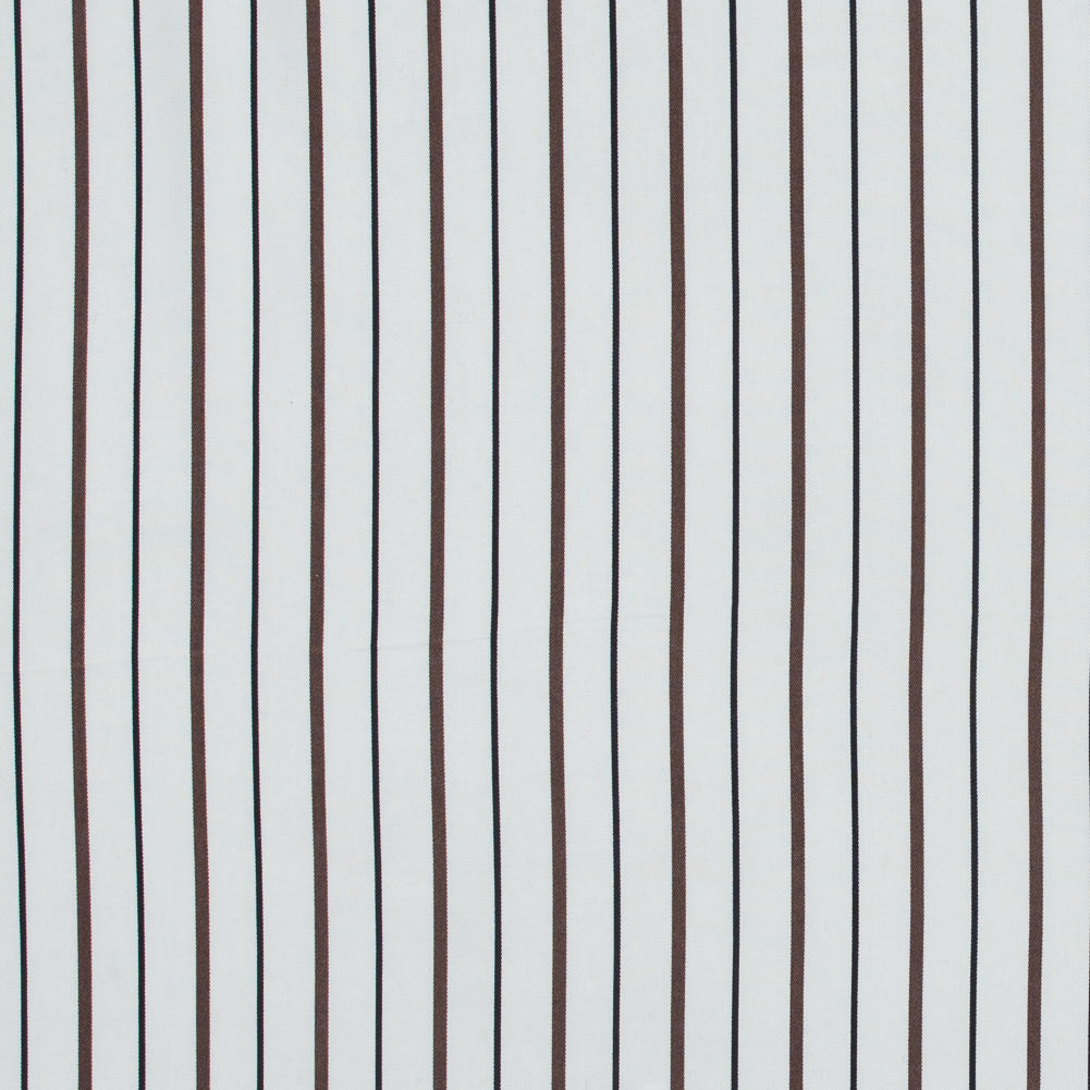 Brown, Black and White Striped Rayon Twill