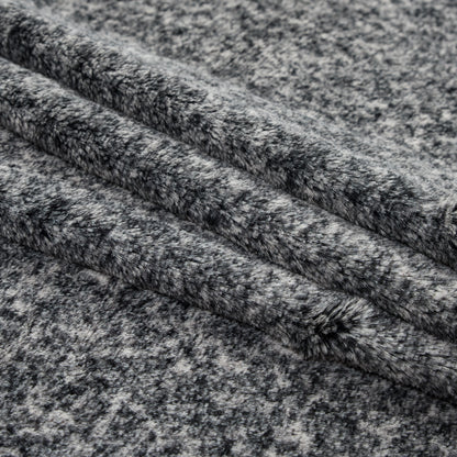 Gray and Ivory Speckled Knit Faux Fur Folded