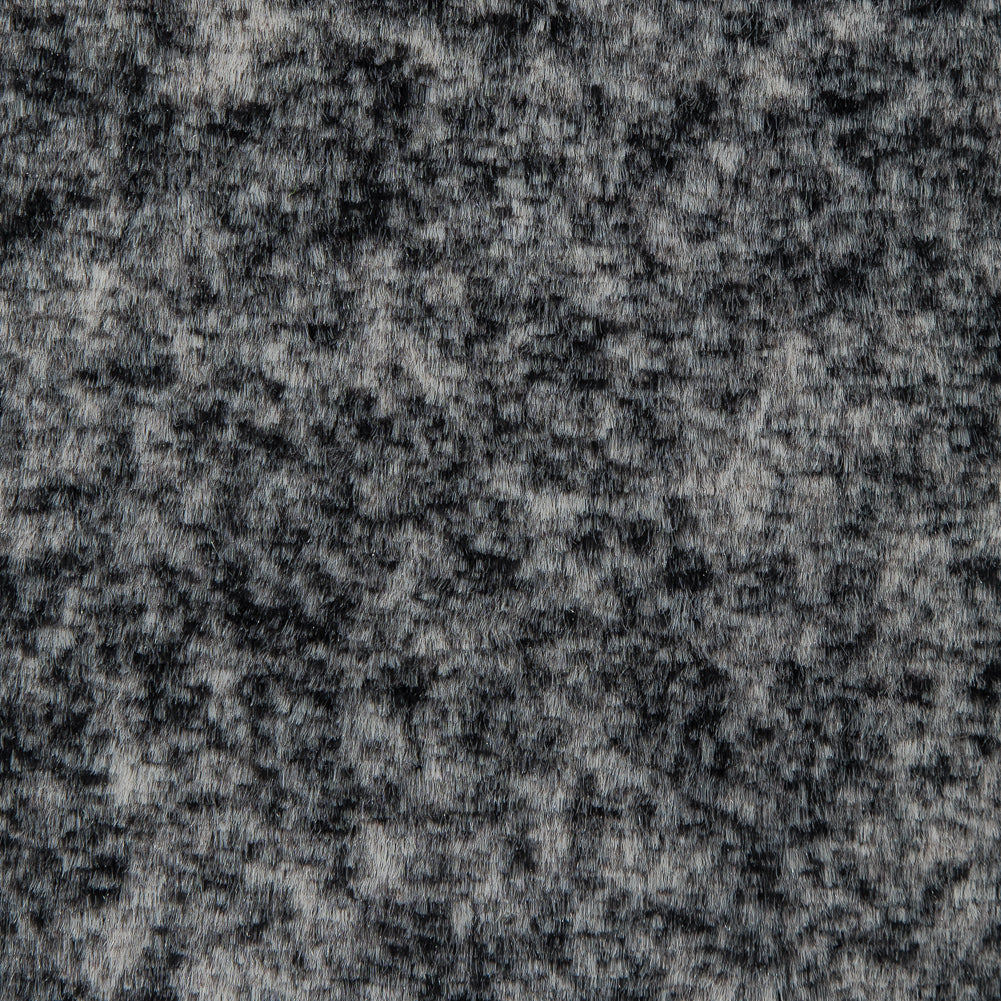 Gray and Ivory Speckled Knit Faux Fur Detail