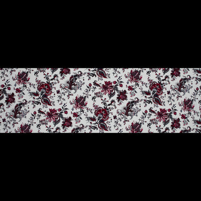Eggnog, Cranberry and Gray Floral Stretch Cotton Corduroy - Full