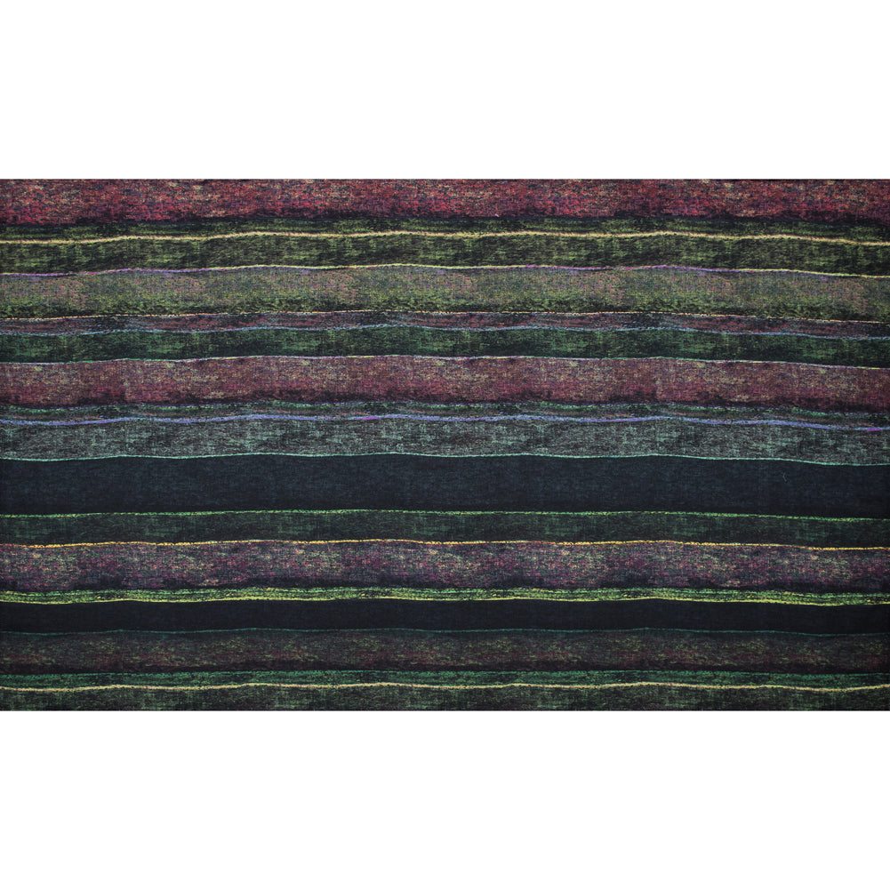 Green and Fuchsia Abstract Printed Paneled Wool Twill Full