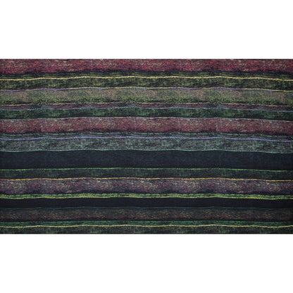 Green and Fuchsia Abstract Printed Paneled Wool Twill Full