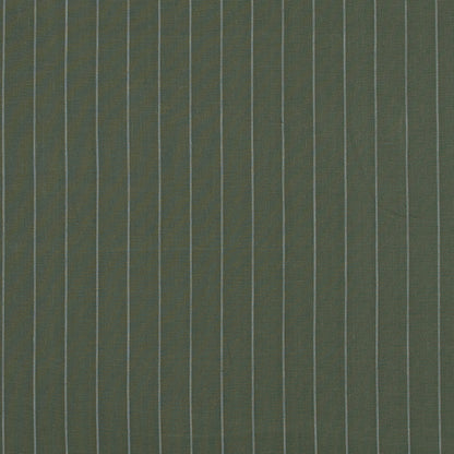 Deep Lichen Green and White Pencil Striped Linen Woven