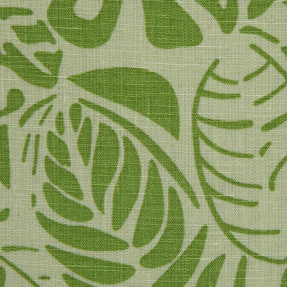 Parrot Green Leafy Printed Linen Woven - Full