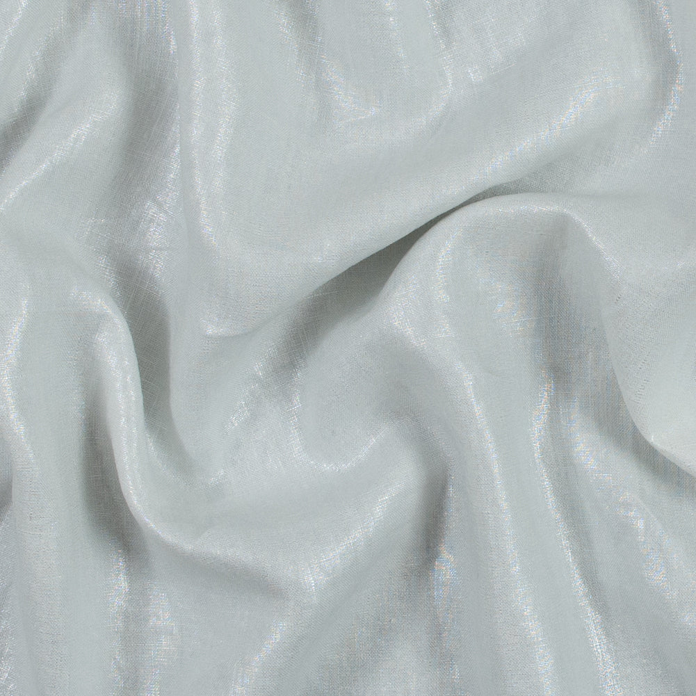Ivory Lightweight Linen Woven with Metallic Silver Foil