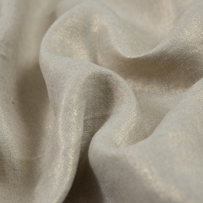 Oatmeal Lightweight Linen Woven with Metallic Gold Foil - Full