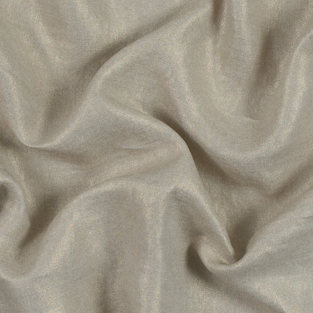 Oatmeal Lightweight Linen Woven with Metallic Gold Foil