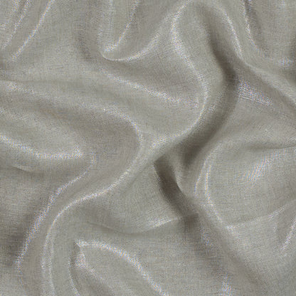 Lightweight Linen Woven with Metallic Silver Foil - Oatmeal - Simone Collection