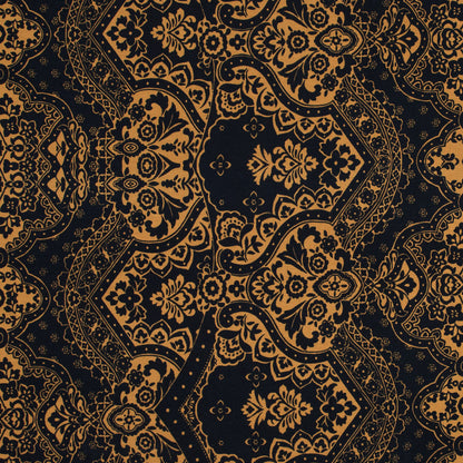 New Navy and Mustard Floral Printed Double Knit