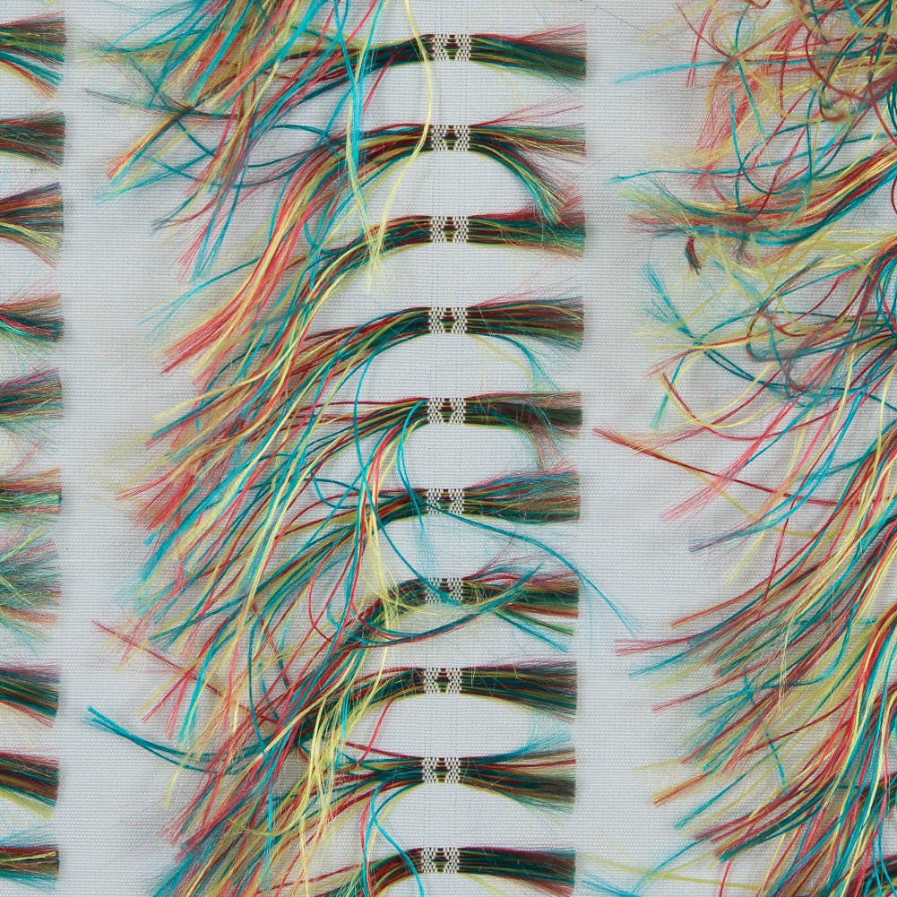 Optic White and Multicolor Eyelash Fringe Fabric - Detail