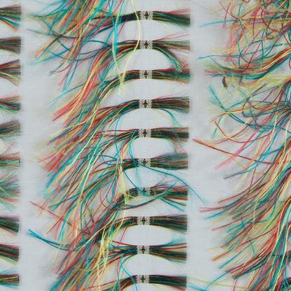 Optic White and Multicolor Eyelash Fringe Fabric - Detail