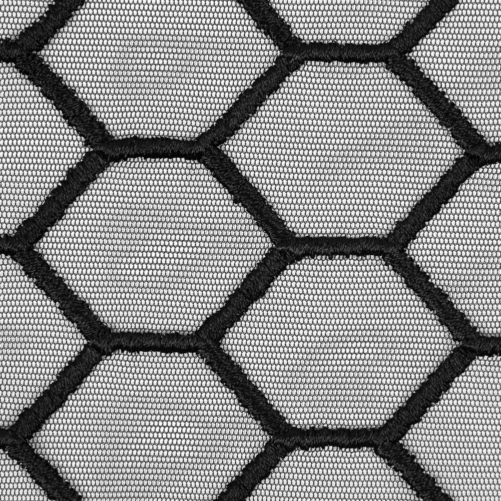 Black Honeycomb Embroidered Soft Tulle - Full
