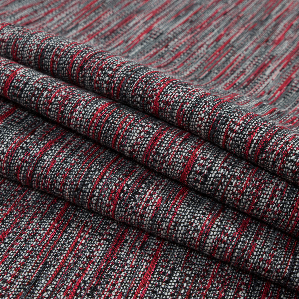 Red and White Cotton Tweed Folded