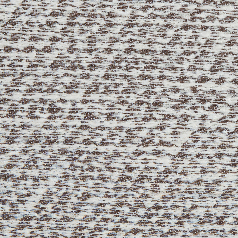 Brown and Ivory Stretch Cotton Tweed - Detail