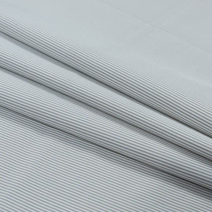 Theory Light Slate and White Striped Polyester Shirting - Folded