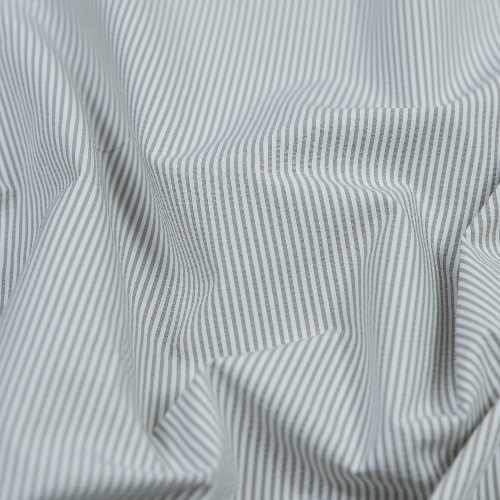 Theory Light Slate and White Striped Polyester Shirting - Detail