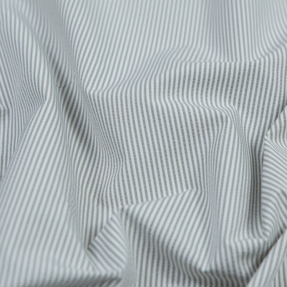 Theory Light Slate and White Striped Polyester Shirting - Detail