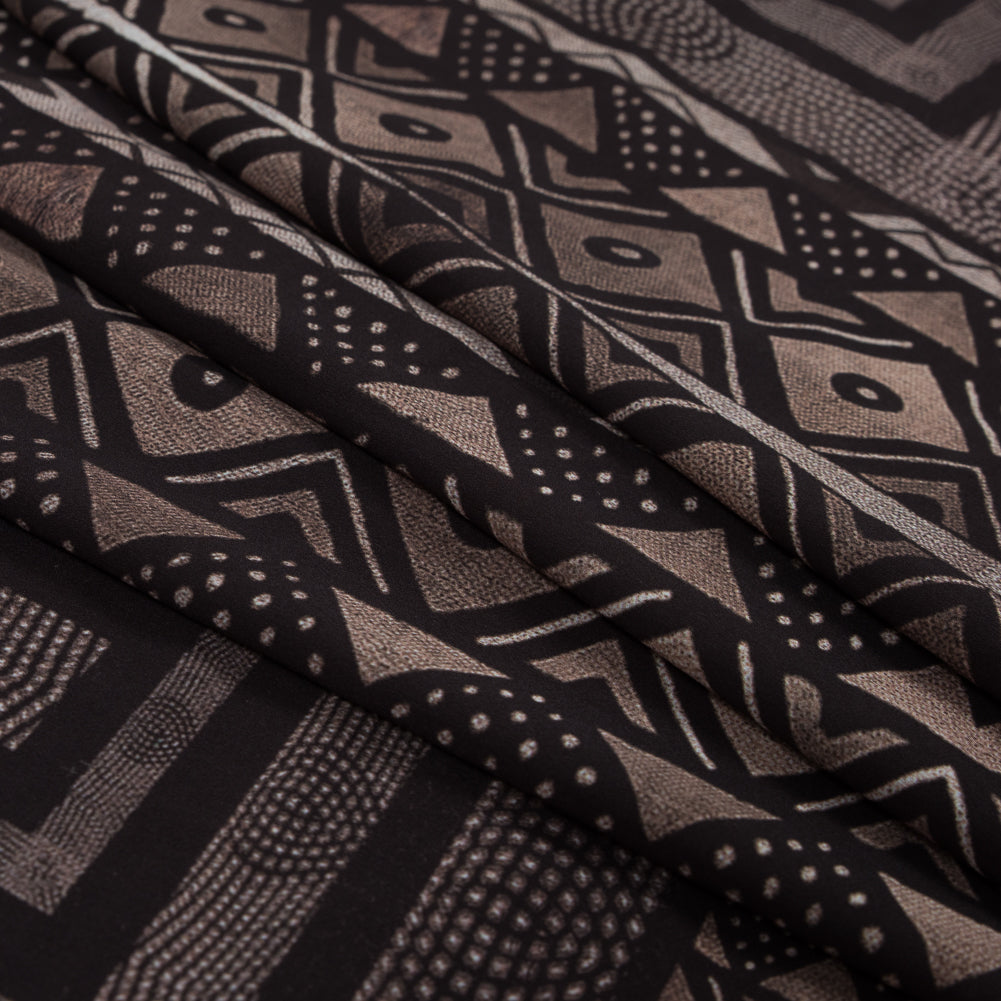 Brown and Black Geometric Printed Polyester Panel - Folded