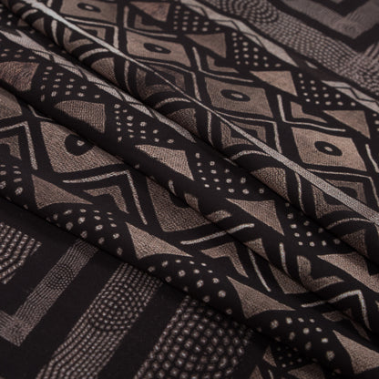 Brown and Black Geometric Printed Polyester Panel - Folded