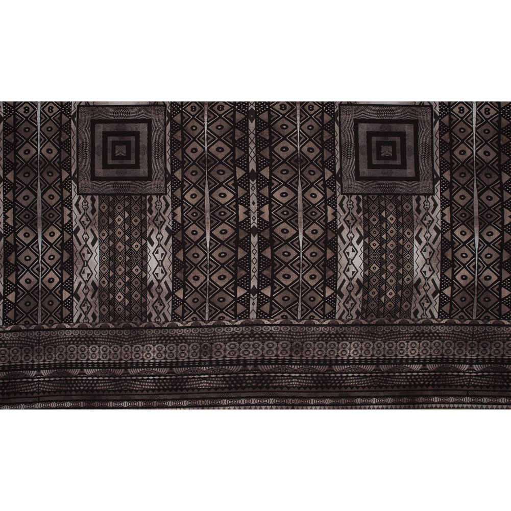 Brown and Black Geometric Printed Polyester Panel - Full