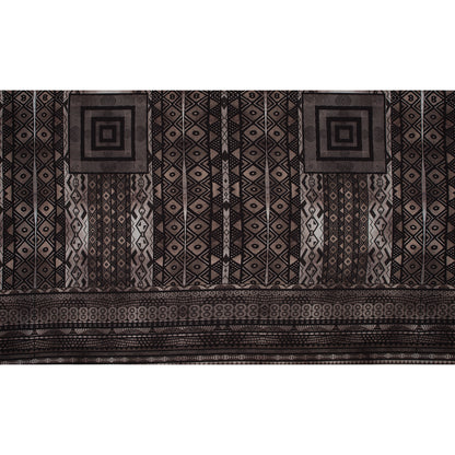 Brown and Black Geometric Printed Polyester Panel - Full
