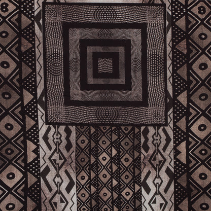 Brown and Black Geometric Printed Polyester Panel