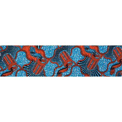 Hawaiian Blue and Mandarin Soda Can Waxed Cotton African Print Folded
