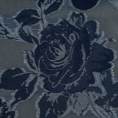 Patriot Blue and Metallic Silver Floral Burnout Organza - Detail