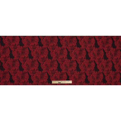 Red and Black 3D Floral Brocade Folded