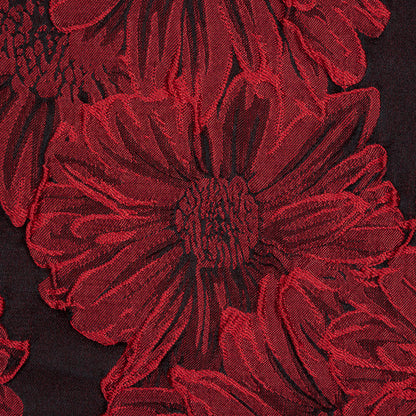 Red and Black 3D Floral Brocade Full