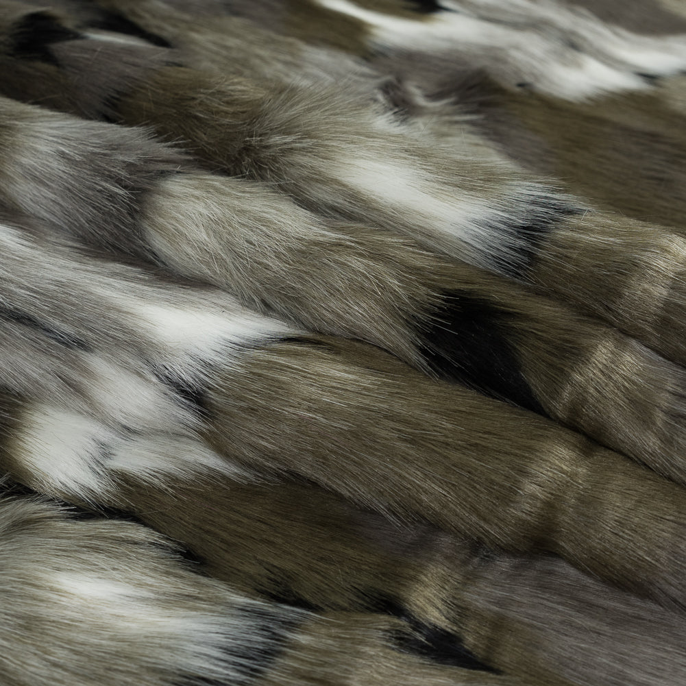 Rifle Green Abstract Faux Fur Detail