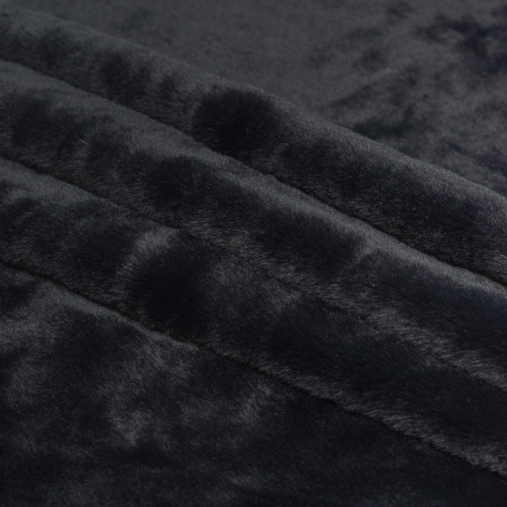 Navy Faux Fur with Suede Back - Detail