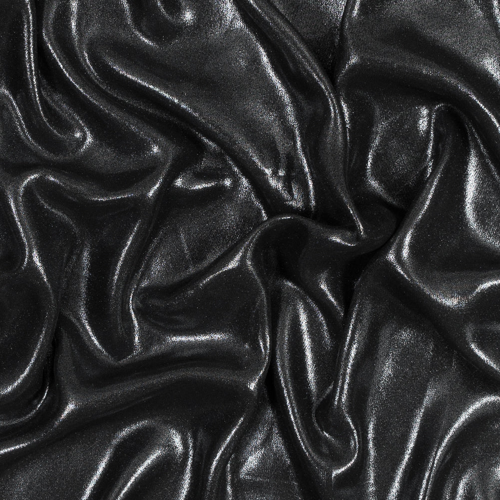 Metallic Silver and Black Frosty Chiffon