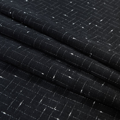 Black and White Slubbed Graph Check Twill Folded