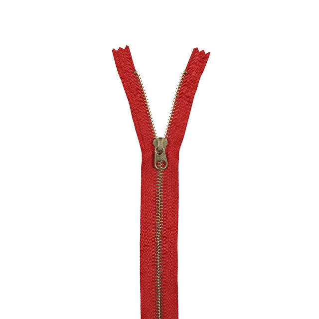 Metal Closed Bottom Zipper with Gold Teeth 9" - Burnt Orange