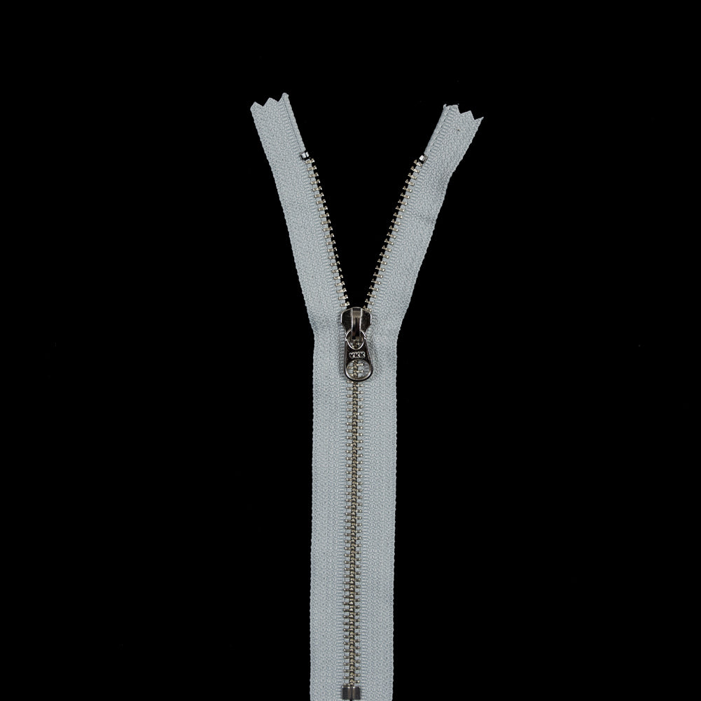 Light Gray Metal Closed Bottom Zipper with Silver Teeth - 8"