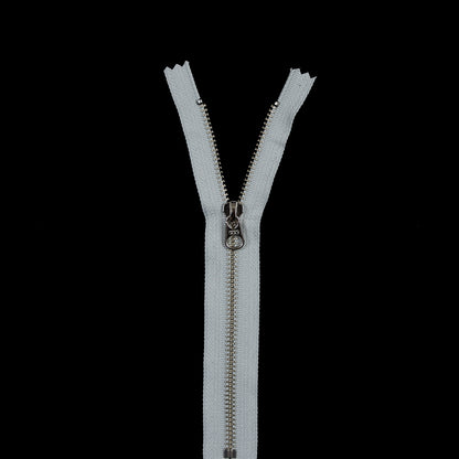 Light Gray Metal Closed Bottom Zipper with Silver Teeth - 8"